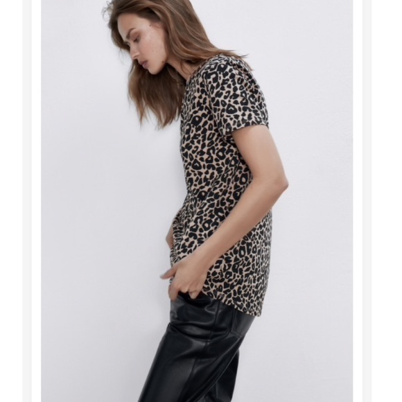 Zara | Cheetah Print Cotton T-Shirt - Picture 5 of 16